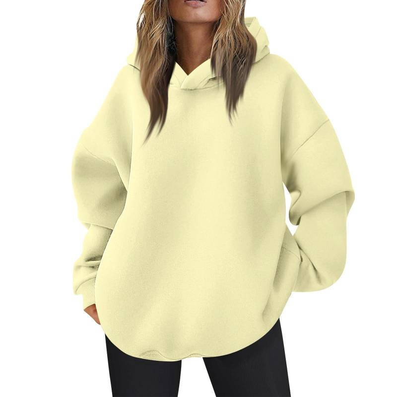 Damen Oversized Kapuzenpullover Lässige Bequeme Oberteile Herbstmode Outfits Niedliche Kleidung mit Taschen XXL khaki von Joom DACH