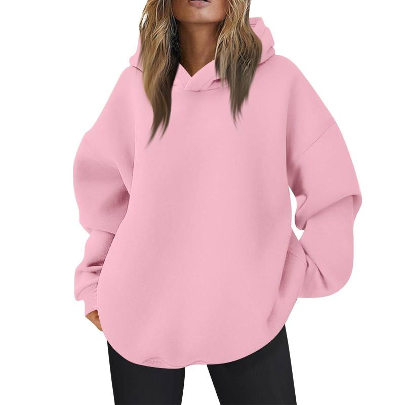 Damen Oversized Kapuzenpullover Lässige Bequeme Oberteile Herbstmode Outfits Niedliche Kleidung mit Taschen XXL rosa von Joom DACH