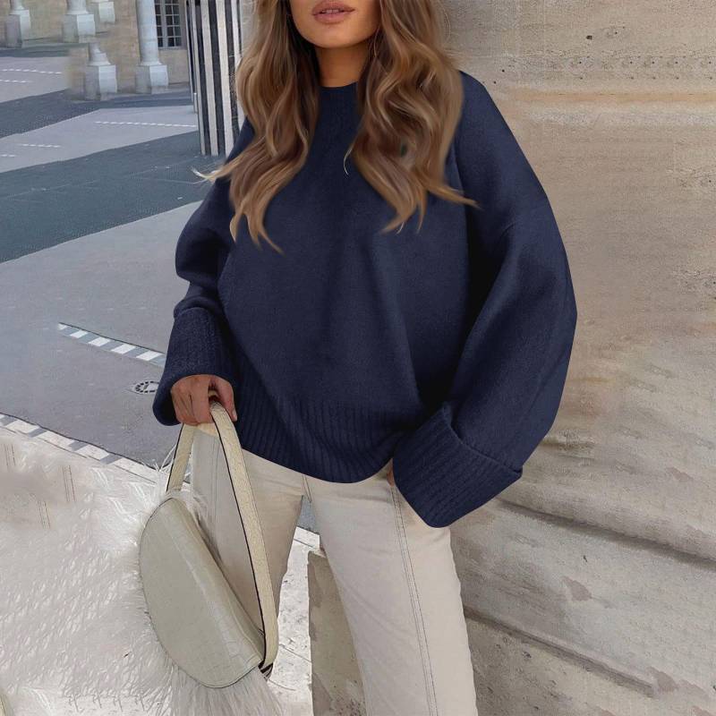 Damen Oversized Pullover Plüsch Strick Dicker Warmer Pullover Sweater Tops Winterpullover Plüsch Tops L dunkelblau von Joom DACH