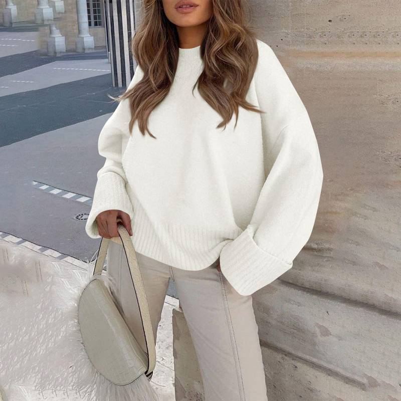 Damen Oversized Pullover Plüsch Strick Dicker Warmer Pullover Sweater Tops Winterpullover Plüsch Tops M weiß von Joom DACH