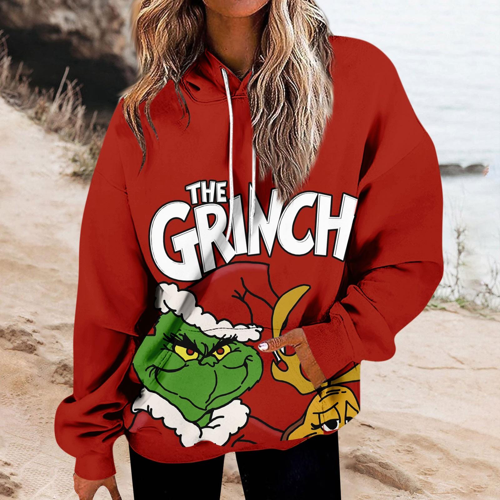 Damen Oversized Sweatshirts Fleece Hoodies Langarmshirts Pullover Herbstkleidung Mit Tasche M rot von Joom DACH