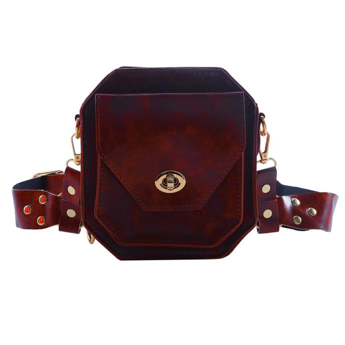 Damen PU-Gürteltasche, kleine quadratische Hüfttaschen, Kreuz-Multifunktions-Outdoor-Bein-Handytasche None braun von Joom DACH