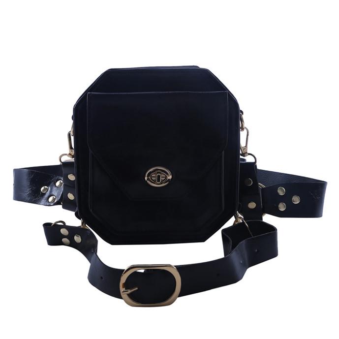 Damen PU-Gürteltasche, kleine quadratische Hüfttaschen, Kreuz-Multifunktions-Outdoor-Bein-Handytasche None schwarz von Joom DACH