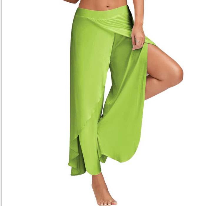 Damen Palazzo Boho Hose mit weitem Bein, lockerer Chiffonrock, ausgestellte Yogahose, Übergröße 5XL L grün Damen Palazzo Boho Hose mit weitem Bein, lockerer Chiffonrock, ausgestellte Yogahose, Übergröße 5XL L grün von Joom DACH