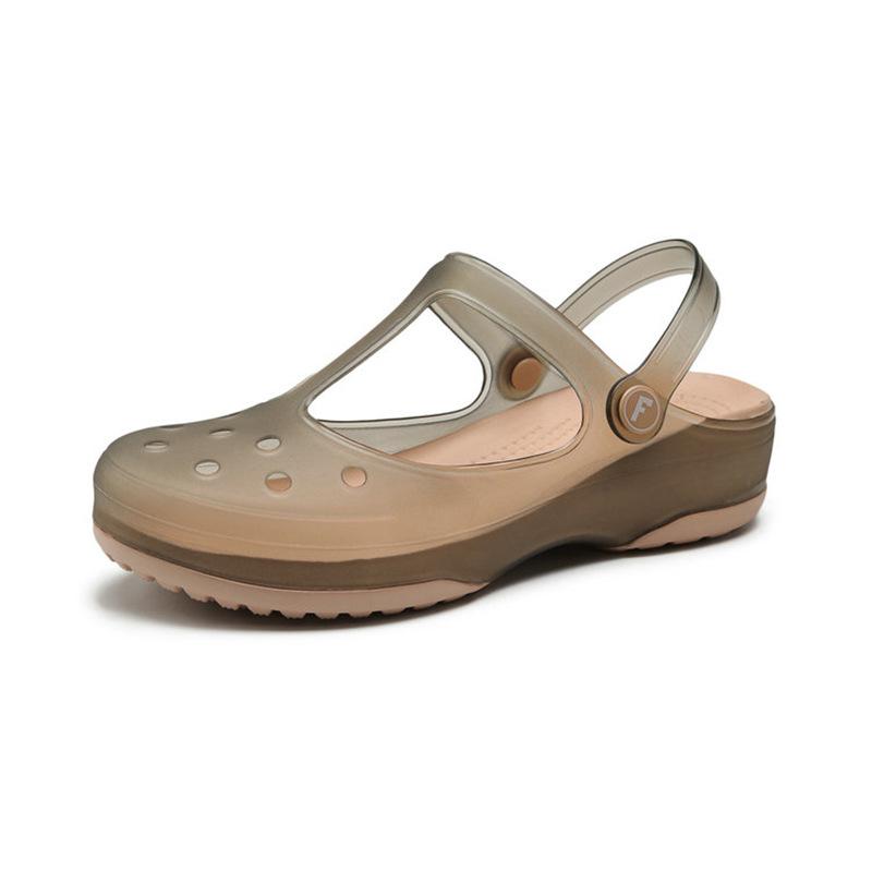 Damen Pantoletten Clogs Strand Atmungsaktive Hausschuhe Damen Sandalen Gelee Schuhe Niedliche Gartenschuhe Clog für Mädchen 39 braun von Joom DACH