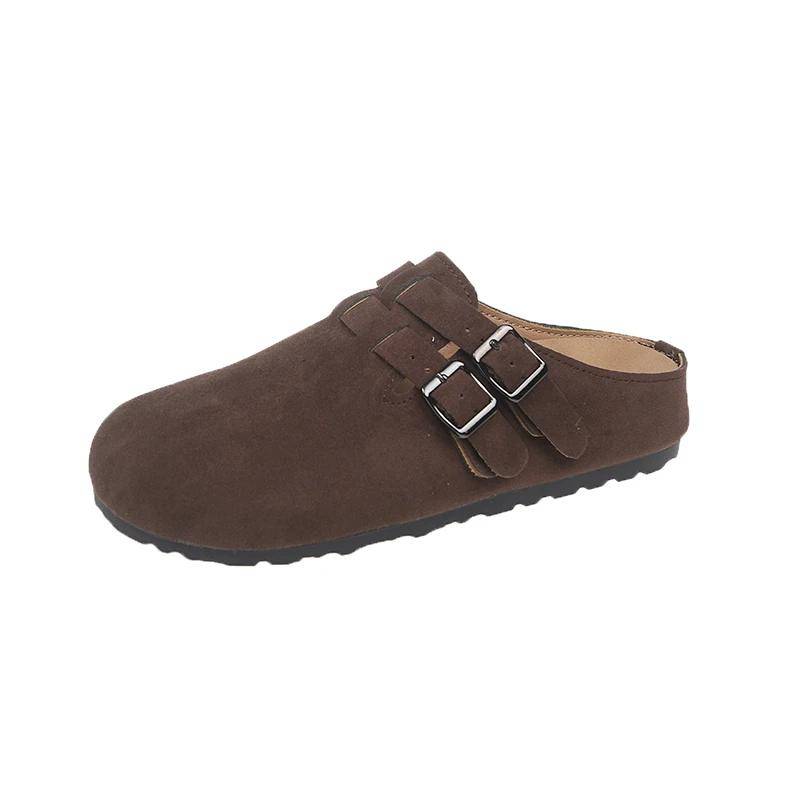 Damen Pantoletten Hausschuhe Neue Retro Kuh Wildleder Leder Clogs Kork Innensohle Sandalen Outdoor Strand Rutschen Home Schuhe De Mujer 40 von Joom DACH