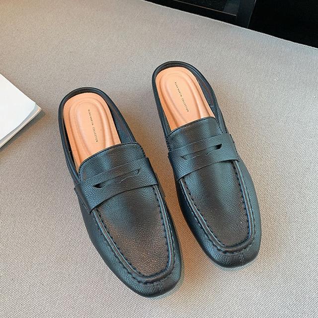 Damen Pantoletten zum Hineinschlüpfen, flache Halbschuhe, geschlossene Zehenpartie, Mokassins, modisch, bequem, Pu-Leder, rückenfreie Pantoletten, Freizeitschuhe 33 schwarz von Joom DACH