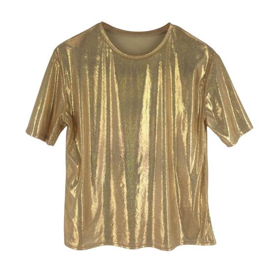 Damen Performance T-Shirt Rundhals Kurzarm Loose Fit Glitzernd Reflektierend T-Shirt Party Tanz Pullover Tops goldgelb Damen Performance T-Shirt Rundhals Kurzarm Loose Fit Glitzernd Reflektierend T-Shirt Party Tanz Pullover Tops goldgelb von Joom DACH