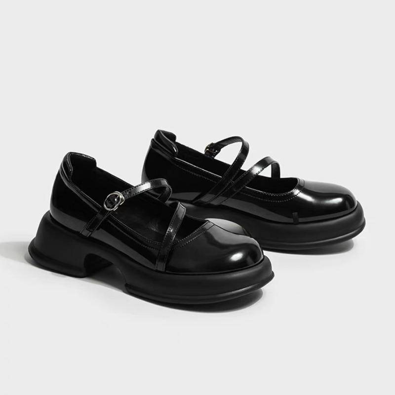 Damen Plateau Chunky Heel Mary Jane Schuhe Sommer Neu Flach JK Loita Schuhe für Damen Retro Kleid Studenten Damen Pumps 40 schwarz von Joom DACH