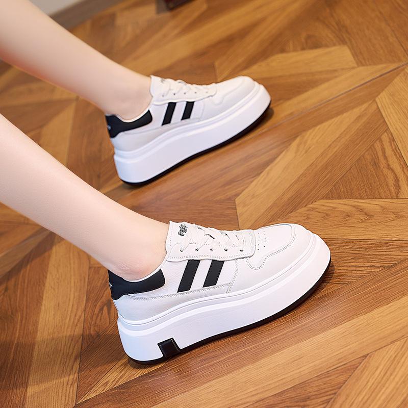 Damen Plateau Schuhe Frühling Herbst Lässige Patchwork Leder Sneaker Mädchen Dicke Sohle Vulkanisierte Schuhe Damen Chaussure Femme 40 von Joom DACH