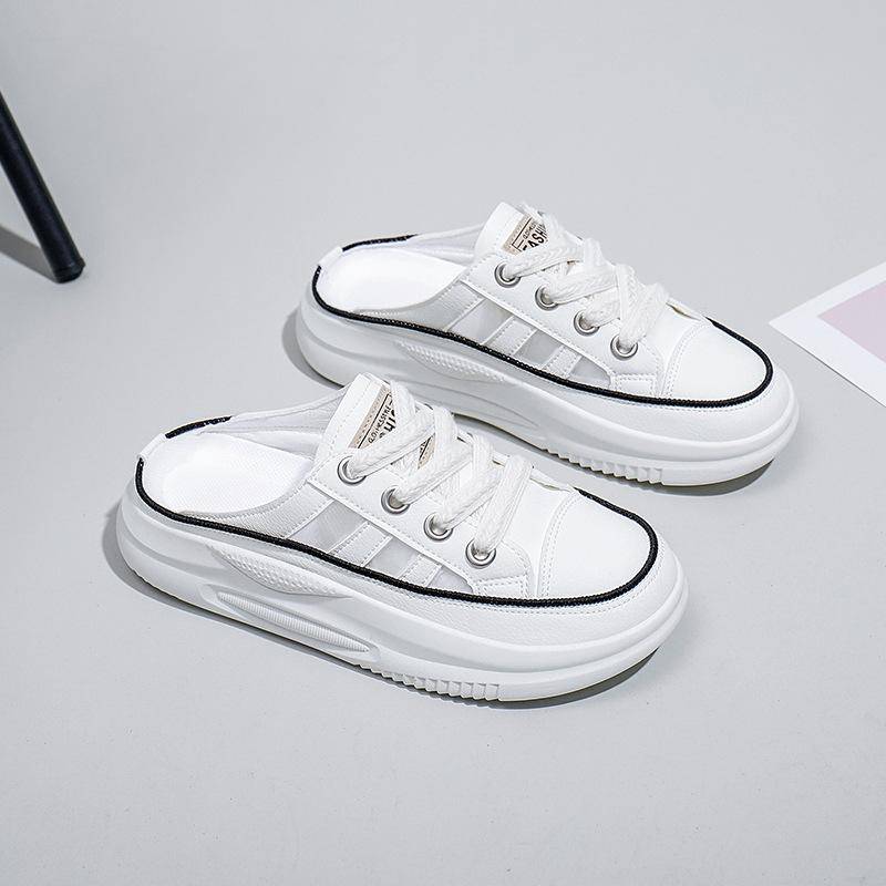 Damen Plateau Slipper Ausgehöhlte Pantoletten Sneakers Sommer Offene Rückseite Atmungsaktive Wanderschuhe Geschlossene Zehenpartie Low Top Loafer für Damen Sommer Clog Hausschuhe 40 weiß von Joom DACH