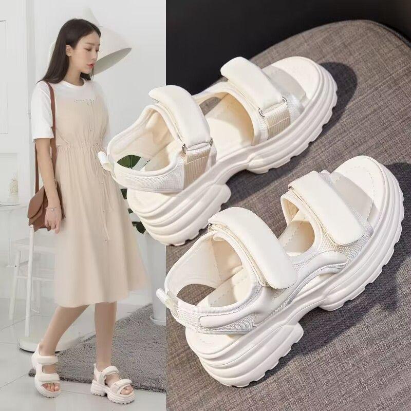 Damen Plateau-Sportsandalen Sommer Neue Freizeit-Plateau-Sandalen mit weicher Unterseite Wilde, höhenverstellbare Daddy-Sandalen mit Klettverschluss 40 von Joom DACH