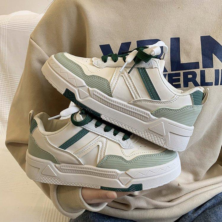 Damen Plateauschuhe Herbst Neue farblich passende Schnürschuhe Flache Schuhe Damen Casual Sportschuhe Damen 40 von Joom DACH