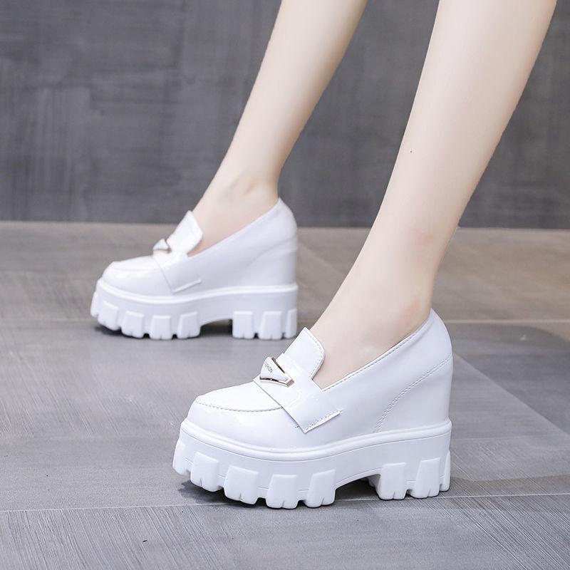 Damen Plateauschuhe mit dicker Sohle, Herbst, neues japanisches Minderheitendesign, verstärkte Retro-Schnürschuhe aus kleinem Leder 39 von Joom DACH