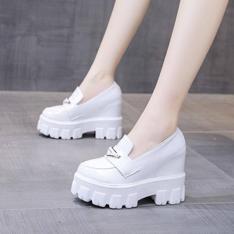 Damen Plateauschuhe mit dicker Sohle, Herbst, neues japanisches Minderheitendesign, verstärkte Retro-Schnürschuhe aus kleinem Leder 39 von Joom DACH