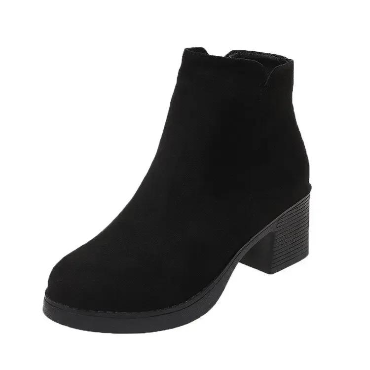 Damen Plateaustiefeletten Damen Knöchel Herbstmode Elegante Wildlederimitat Elegante Prägnante Unifarben High Heel Stiefeletten 40 schwarz von Joom DACH