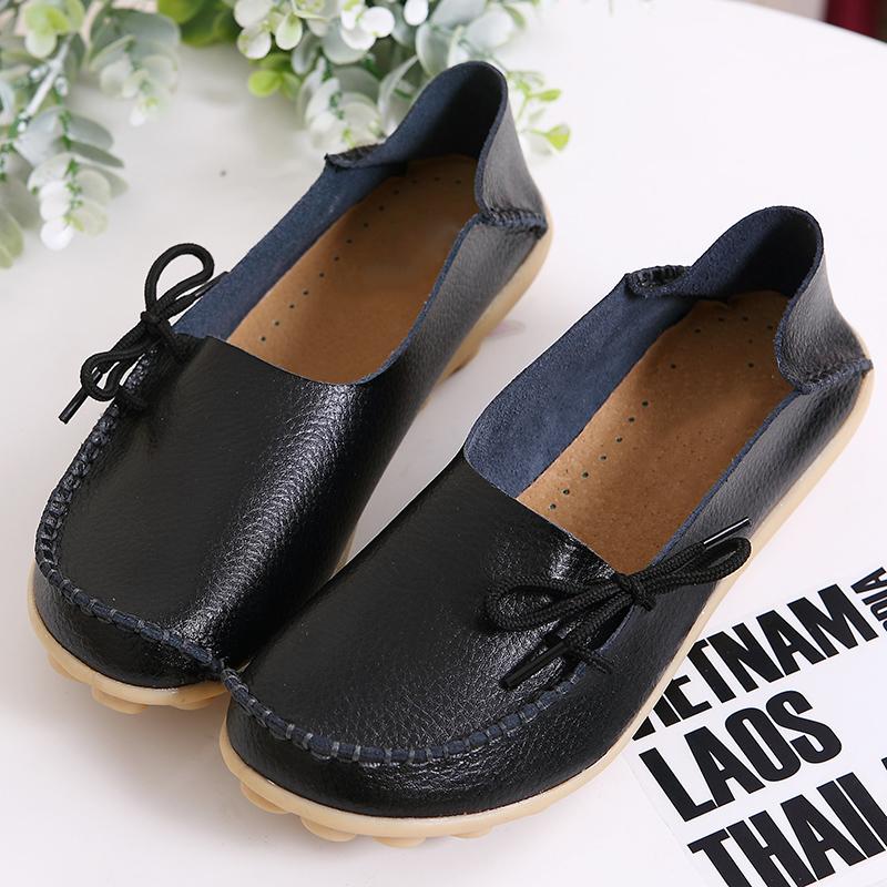 Damen-Plattformschuhe, echtes Leder, Mutter-Schuhe, Schnürung, verstellbare Dichtheit, Retro, bequemes Gehen, rutschfest, großer Schuh 40 schwarz von Joom DACH