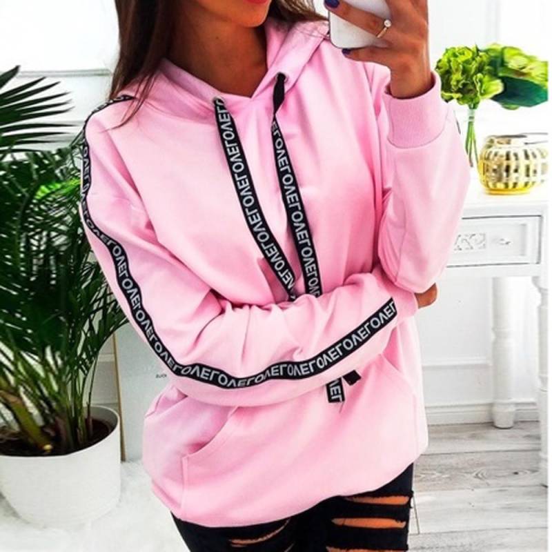 Damen Plus Size Langarm Solid Sweatshirt Kapuzenpullover Tops Shirt XXL rosa von Joom DACH