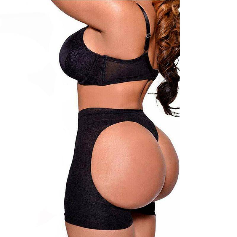 Damen-Po-Lifter-Höschen mit Po-Löchern, Brust- und Bauchkontrolle, Hüftverstärker-Shorts, Booty-Lifting-Panty, Push-Up-Unterwäsche XL schwarz von Joom DACH