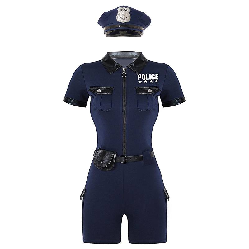 Damen Polizistin Kostümset Reißverschluss Kurzarm Jumpsuit Gürtel Geldbörse Hut Accessoires Rollenspiel Uniform S navy blau Damen Polizistin Kostümset Reißverschluss Kurzarm Jumpsuit Gürtel Geldbörse Hut Accessoires Rollenspiel Uniform S navy blau von Joom DACH