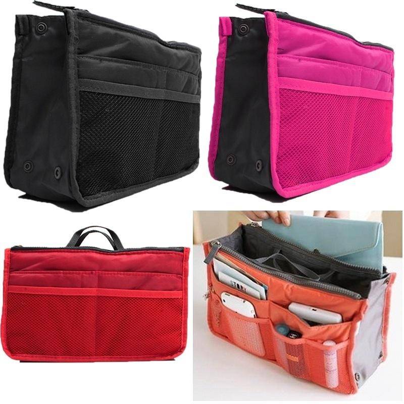 Damen Praktische Handtasche Geldbörse Nylon Dual Organizer Einsatz Kosmetiktasche Reisetaschen rose rot von Joom DACH