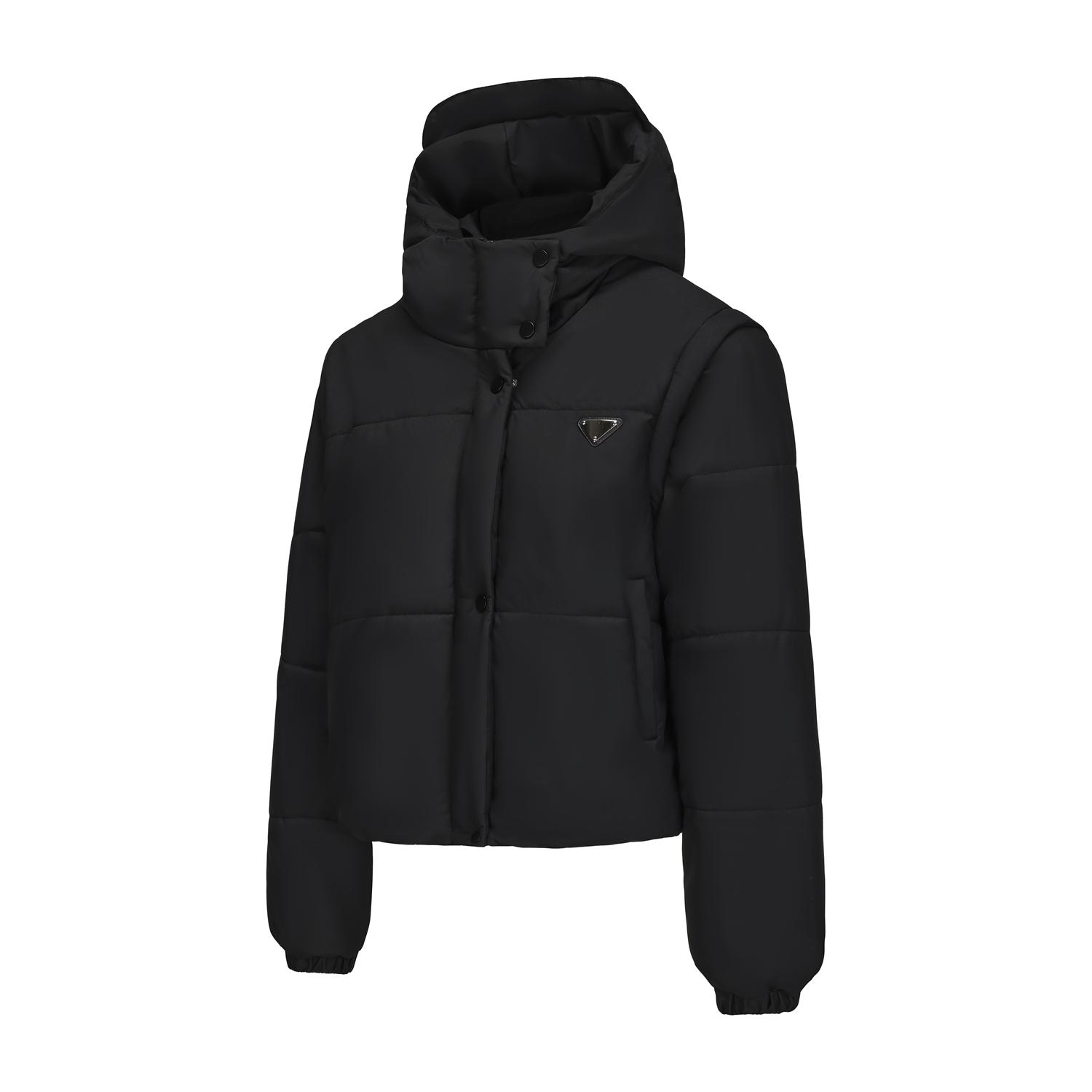 Damen Puffjacken Abnehmbare Ärmel Verwandeln Weste Verdickter Kurzer Mantel Mode Oberbekleidung Winter Warmes Outfit XL schwarz von Joom DACH