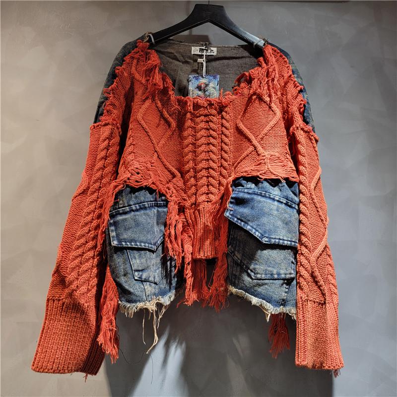 Damen Pullover Langarm Unregelmäßig Do Old Patchwork Taschen Vintage Gewaschener Denim Pullover 2XL Damen Pullover Langarm Unregelmäßig Do Old Patchwork Taschen Vintage Gewaschener Denim Pullover 2XL von Joom DACH