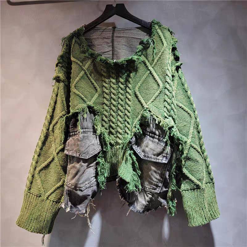 Damen Pullover Langarm Unregelmäßig Do Old Patchwork Taschen Vintage Gewaschener Denim Pullover 2XL Damen Pullover Langarm Unregelmäßig Do Old Patchwork Taschen Vintage Gewaschener Denim Pullover 2XL von Joom DACH