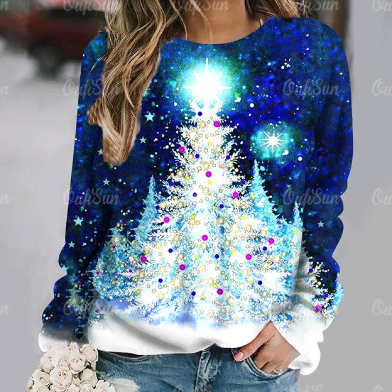 Damen Pullover Pullover Weihnachtsfeier Kleidung Herbst Neue Langarm T-Shirt Imitation Baumwolle O Hals Top Casual Sweatershirt M von Joom DACH