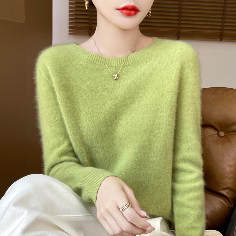 Damen-Pullover aus 100 % reiner Wolle, locker gestrickt, für Herbst/Winter round neck, XXL von Joom DACH