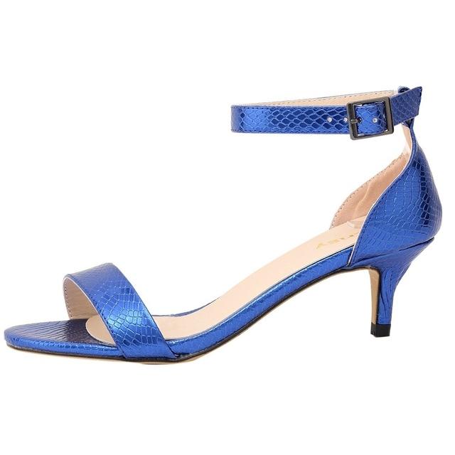 Damen Pumps Schuhe Faux Krokodil Offene Zehen Knöchelriemen High Heels Sommer Für 105 -2xey 33 blau von Joom DACH