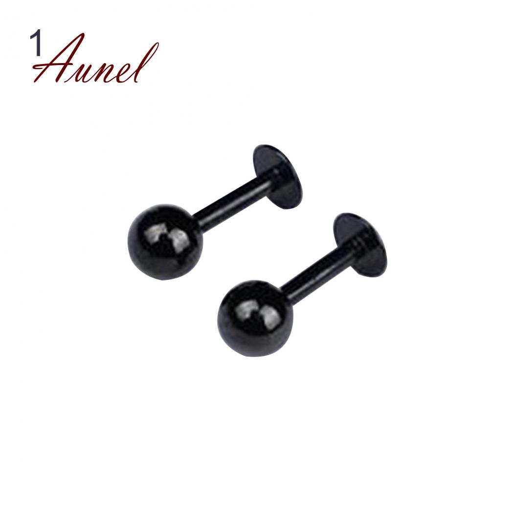 Damen Punk Steel Barbell Ohrknorpel Schraube Laus Ohrstecker Bar Perforation 1cm schwarz von Joom DACH