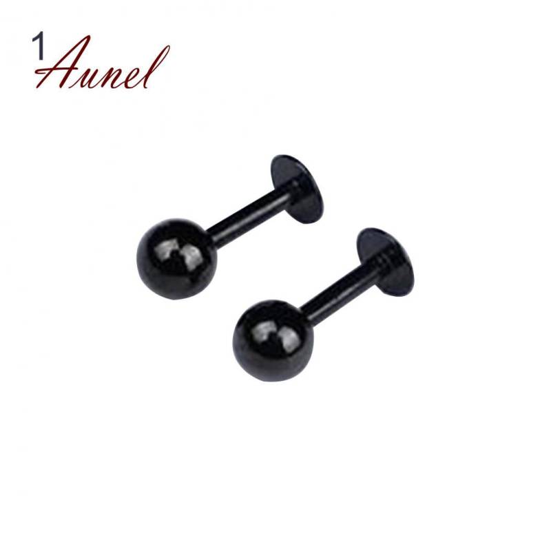Damen Punk Steel Barbell Ohrknorpel Schraube Laus Ohrstecker Bar Perforation 1cm schwarz von Joom DACH