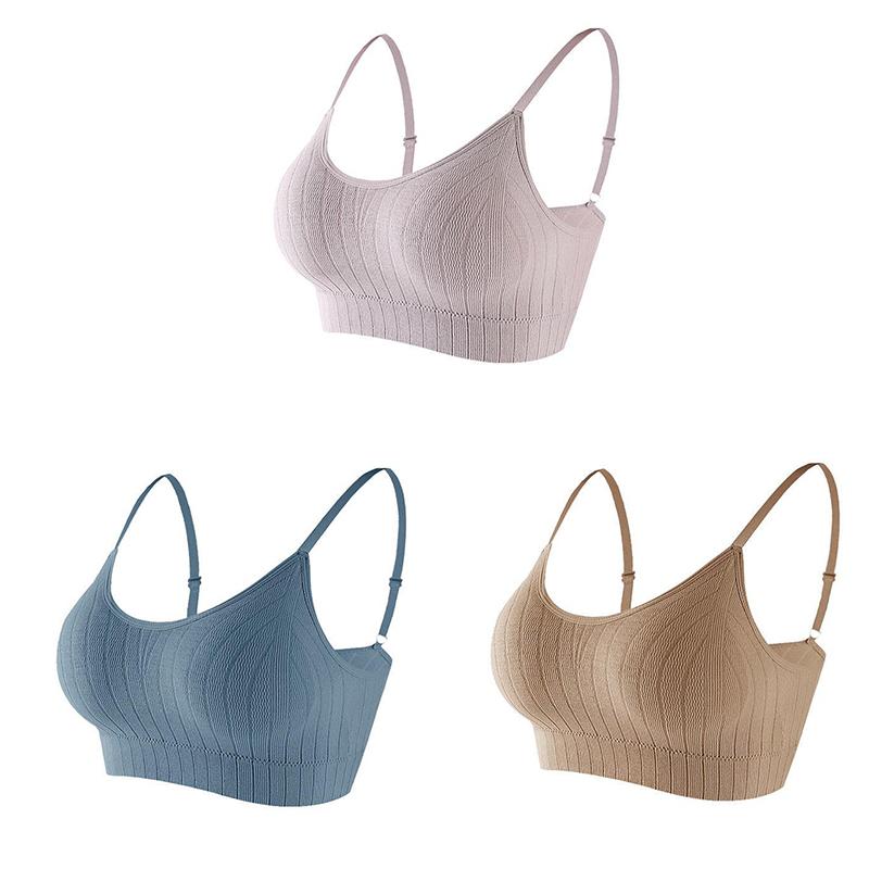 Damen Push-up-BH, elastisch, gerafft, All-Match-Unterwäsche, nahtloser BH, kabellos, einfarbig, verdickende Unterwäsche One Size von Joom DACH