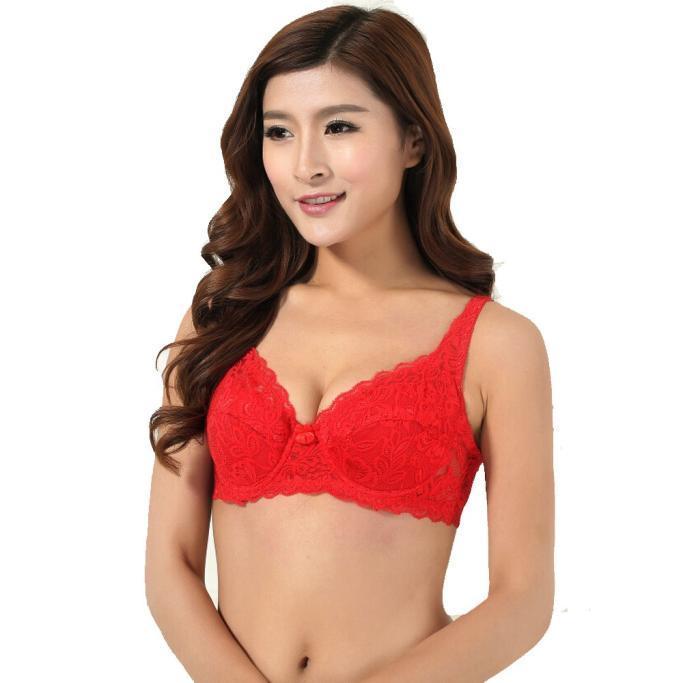 Damen Push-up-BH mit tiefem V-Ausschnitt, ultradünn, gepolsterter Büstenhalter aus Baumwollspitze mit Bügel 38B von Joom DACH
