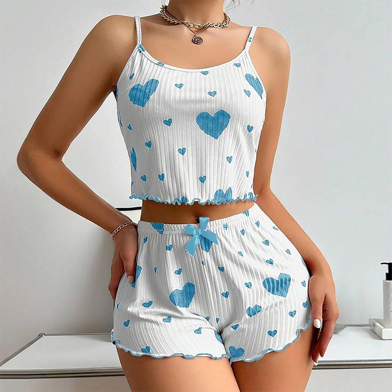 Damen-Pyjama-Set, Nachtwäsche, 2-teilig, kurze Tanktops und Shorts, SML, weiß, belüftet, weich, lässig, Liebesdruck XL blau Damen-Pyjama-Set, Nachtwäsche, 2-teilig, kurze Tanktops und Shorts, SML, weiß, belüftet, weich, lässig, Liebesdruck XL blau von Joom DACH