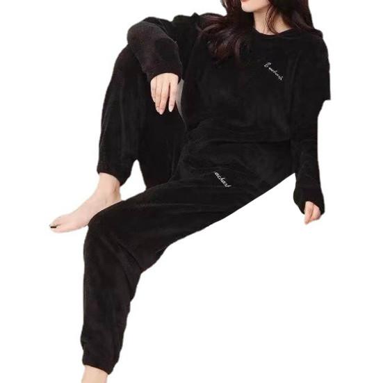 Damen-Pyjama-Set, lockeres Schlafen, gemütliches, dickes Homewear-Oberteil, Hosen-Set zum Schlafen XL schwarz Damen-Pyjama-Set, lockeres Schlafen, gemütliches, dickes Homewear-Oberteil, Hosen-Set zum Schlafen XL schwarz von Joom DACH