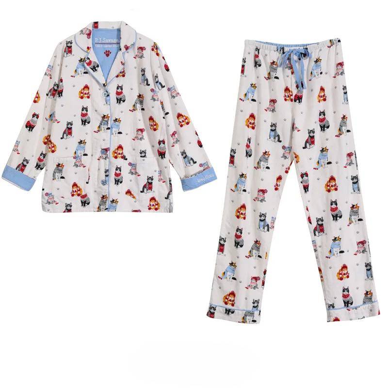 Damen Pyjama Set Hundeaufdruck Damen Herbst und Winter Damen Pyjama 2-teiliges Pyjama Set mit Hose für Damen M von Joom DACH