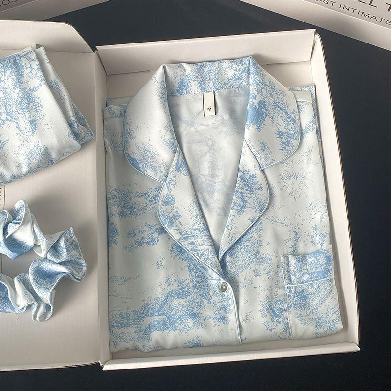 Damen Pyjama Sets Luxus Pyjamas Bedruckte Glatte Viskose Pyjama Sets Loungewear Pyjamas Sommeroutfits M von Joom DACH