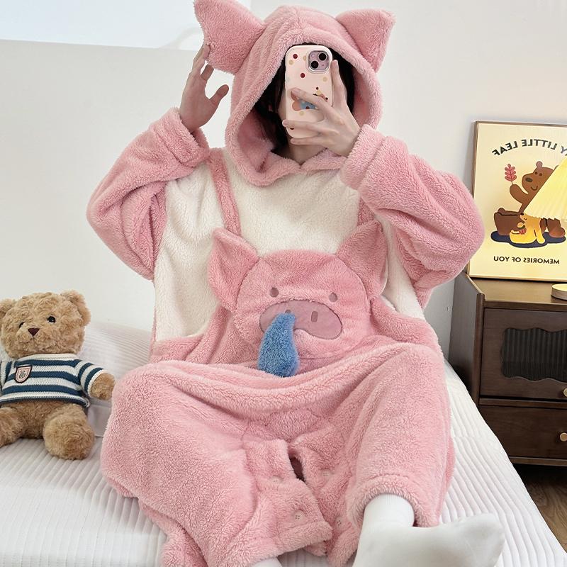 Damen Pyjamas Cartoon Panda Onesies Warme weiche Roben Nachthemd Kawaii Tier Cosplay Anzug Winter Flanell Homewear Frauen Cl M von Joom DACH