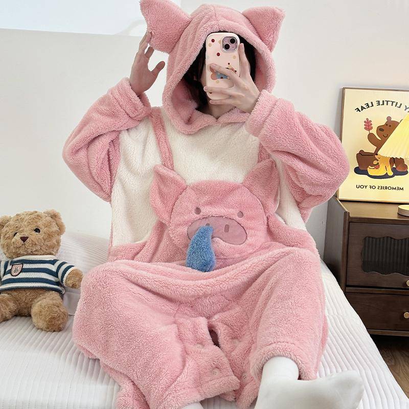 Damen Pyjamas Cartoon Panda Onesies Warme weiche Roben Nachthemd Kawaii Tier Cosplay Anzug Winter Flanell Homewear Frauen Cl M von Joom DACH