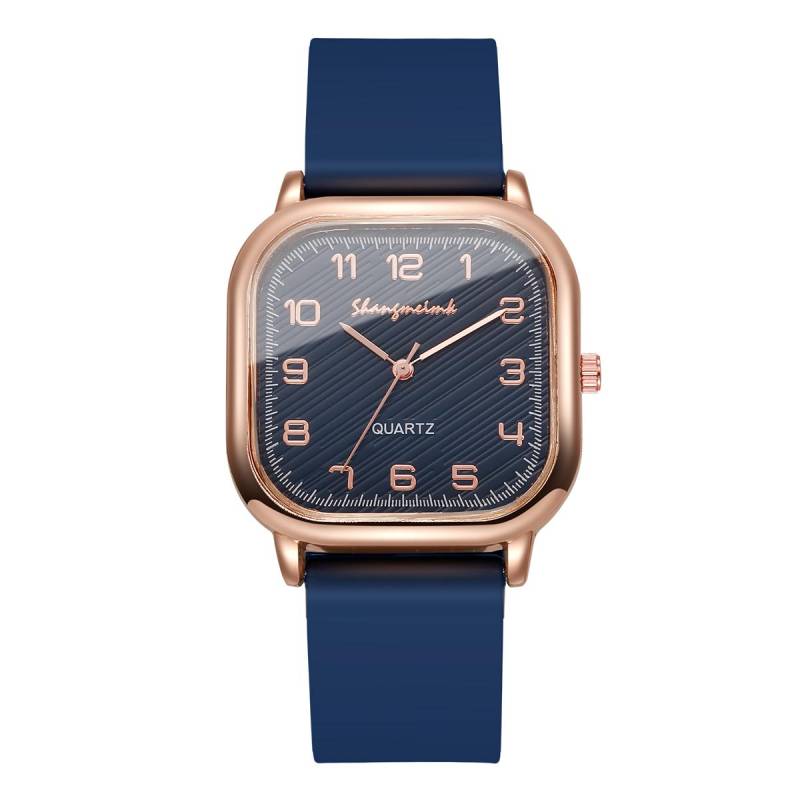 Damen Quadratische Uhren Lässiges Silikonarmband Quarzuhr für Mädchen Uhr blau von Joom DACH
