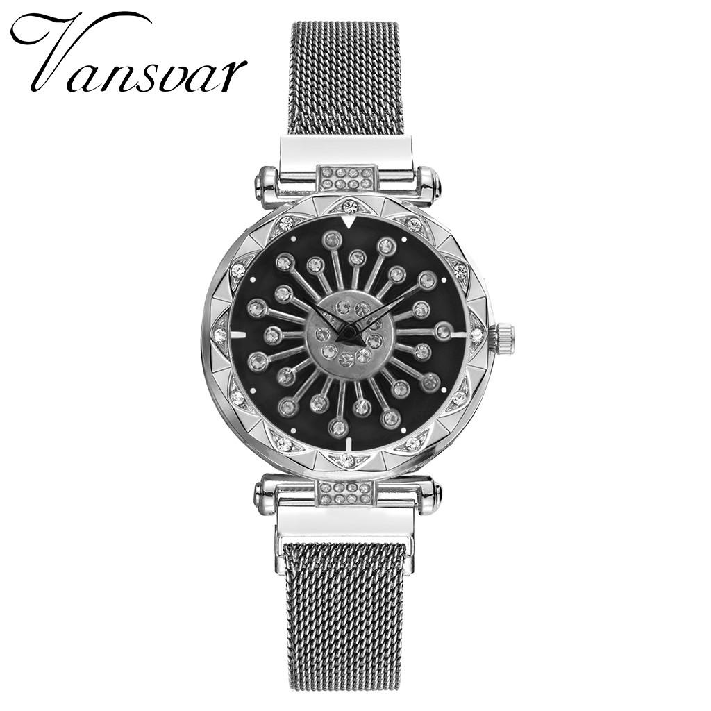 Damen Quarz Magnetverschluss Edelstahl Innenrotation Uhr One Size silber von Joom DACH