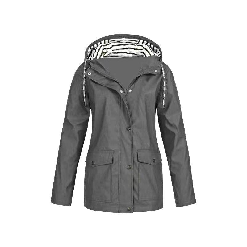 Damen Regenjacke, Übergröße, wasserdicht, mit Kapuze, winddicht, warme Jacke, winddicht, für den Außenbereich 3XL von Joom DACH