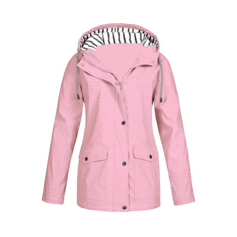 Damen Regenjacke, Übergröße, wasserdicht, mit Kapuze, winddicht, warme Jacke, winddicht, für den Außenbereich L von Joom DACH