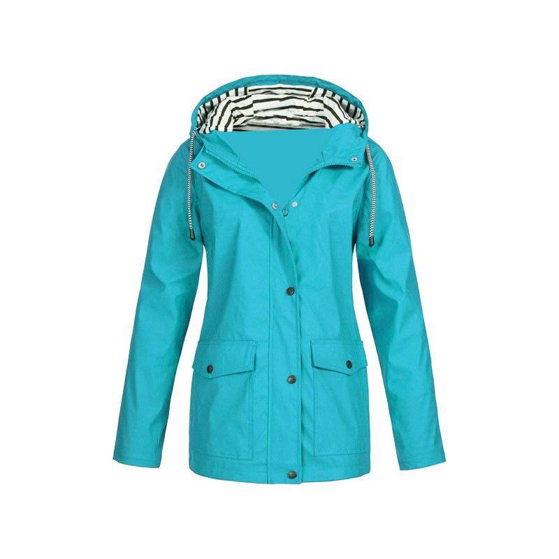 Damen Regenjacke, Übergröße, wasserdicht, mit Kapuze, winddicht, warme Jacke, winddicht, für den Außenbereich XL von Joom DACH