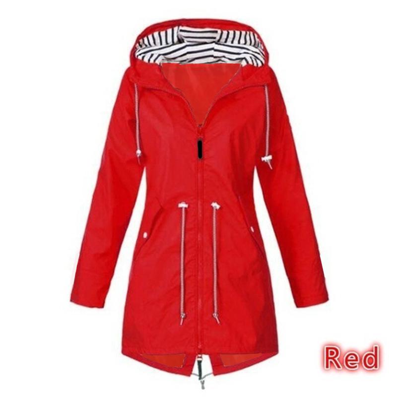 Damen Regenjacke, langärmelig, wasserdicht, Regenmantel, Wandern, Laufen, Mantel, modische Jacken XL rot von Joom DACH
