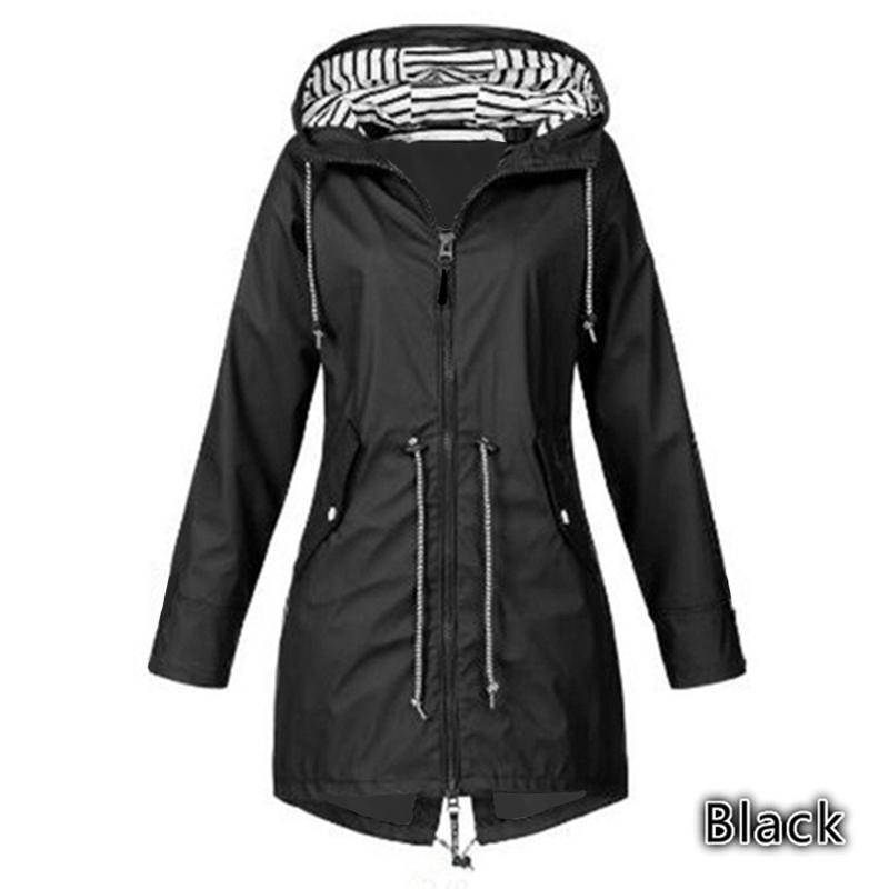 Damen Regenjacke Langarm Regenmantel Wandern Laufmantel Modejacken 3XL schwarz von Joom DACH
