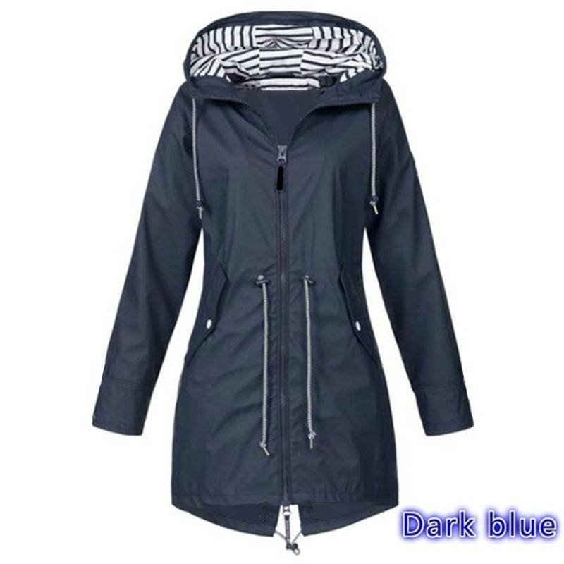 Damen Regenjacke Langarm Regenmantel Wandern Laufmantel Modejacken 4XL dunkelblaue von Joom DACH