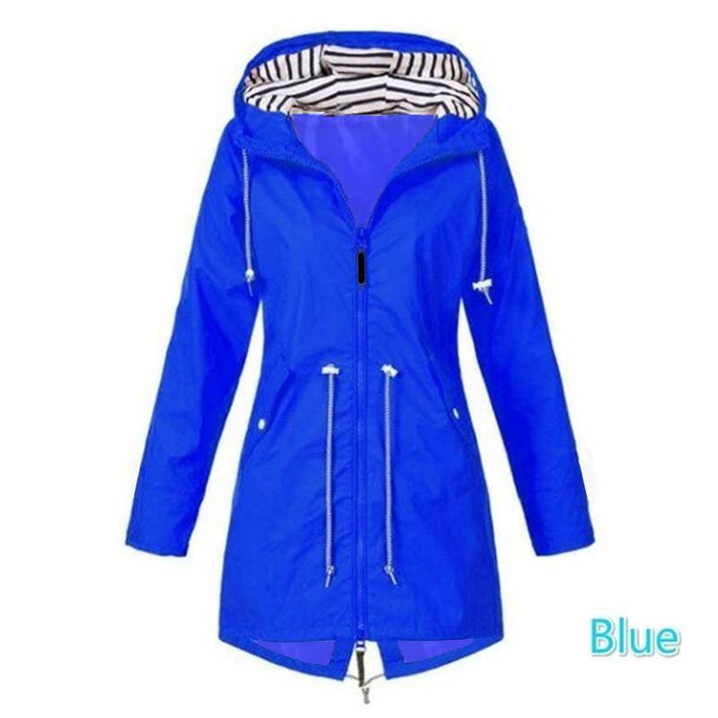 Damen Regenjacke Langarm Regenmantel Wandern Laufmantel Modejacken 5XL blau von Joom DACH